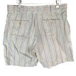 Sundance  Wilde Bermuda Shorts Women 10P Tan Blue Stripe Linen Buttons High Rise Photo 3