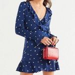 Urban Outfitters Navy Blue Floral Wrap Dress Photo 1