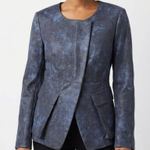 Donna Karan  blue and black patterned asymmetrical blazer jacket Photo 0