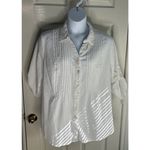 Woman Within  Women Pin-tucked Button Down Gauze White Shirt Sz 1X Casual Minimal Photo 1