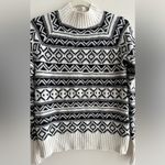 CHAPS Women's Mockneck Ribbed Sweater, Black Fairisle, Petite Medium Photo 7