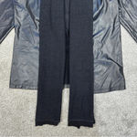 Clara Sun Woo Open Front Drape Cardigan Jacket Faux Leather Knit Goth in Black M Size M Photo 3