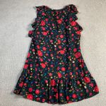 J.Crew Floral Ruffle Sleeveless Dress Black Red Flowers Party Cocktail Photo 1
