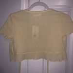 Yellow Waffle Knit Tie Front Top Small/4 Photo 7
