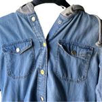 H&M  Divided Denim Hooded Jacket Blue Cotton Snap Front Size 0 Photo 2
