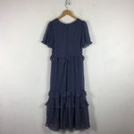 Lulus NWT  Know Your Heart Dusty Blue Polka Dot Ruffled Midi Dress Medium Photo 15