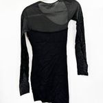MUGLER Black Asymmetrical Mesh Mini Dress XS Photo 6