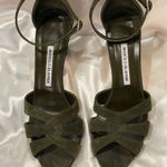 Manolo Blahnik Green Suede Heels Sandals Size 9 Elegant Chic Classic Fall Winter Photo 0
