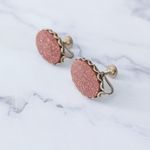 Vintage Screw On Earrings Burnt Orange Glittery Oval Shape 0.75" Photo 2