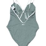 Reebok SWIM Twin-Strap Piping-Trim One-Piece Swim Bathing Suit Green NWT Small Photo 4