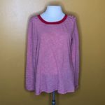 Splendid  Red and White Striped Long Sleeve Button Back Shirt Photo 3