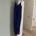 EXPRESS NWT  cocktail Faux Wrap Satin blue Midi Dress - Size XS Photo 1
