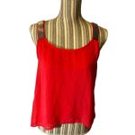 Leshop Coral Pink Scoop Neck Metallic Piping Sleeveless Tank Top Women SZ L Size L Photo 1