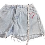 PacSun Shorts 90S Girlfriend Button Fly Denim Shorts Cut Off size 26 with heart Photo 14