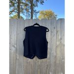 Leslie Fay Vest Cardigan Vintage Navy Blue Gold Embroidered Nautical Fall Knit Photo 4