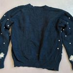 Margules Petites Vintage Floral embroidered Cardigan Sweater Blue Embroidered‎ Black Size M Photo 1