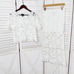 Lumiere Crochet Lace Crop Top Midi Pencil‎ Skirt Set White Large Boho Photo 7