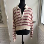 PINK - Victoria's Secret Pink‎ Cambridge Knit Polo Oversized Cropped Sweater large preppy coastal resort Photo 1