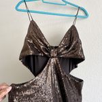 HALSTON Chloe Gown Maxi Dress in Sequins Espresso Brown Size 12 Photo 6
