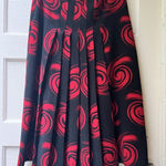 90s Womens Wool Gothic Goth Rose Aline Skirt Size S Midi Pleated Art Deco Skirt Black Photo 0