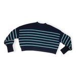Free People Womens Blue Stripe Easy Street Cropped Sweater Photo 3