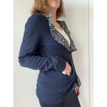 Anthropologie Womens Cardigans Size Large Monogram HWR Navy Nautical Ruffle Photo 3