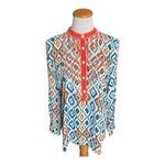 Buckle Womens  Roar Fevered Cold Shoulder Diamond Print Henley Tunic Top - Sz XL Photo 4