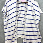 Lilly Pulitzer  Myra White Blue Stripe 100% Linen‎ Open Cardigan Sz S/M Photo 0