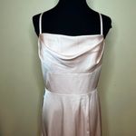 Azazie  Clove English Rose Light Pink A-Line Pleated Stretch Satin Dress SZ 8 Photo 5