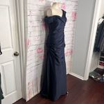 La Femme  nwt navy Off the Shoulder satin gown Photo 4