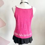 Ann Taylor Y2K Pink Embroidered Tank Top, Fairy, Coquette, Boho, Festival, Vintage,‎ Large Photo 2