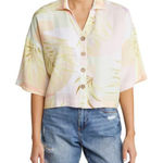 Rip Curl NEW NWT  Montego Bay Shirt Button Down‎ Palm Print Pastel Medium Photo 0