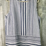 J. Jill XL Striped Blue & White Crewneck Sleeveless Tank Top Tunic 100% Linen Photo 0