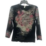 Susan Lawrence  Artsy Embellished Top Size Medium Worlds Fair Theme Boho Photo 0