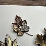 Rustic Metal Autumn Fall Leaf Brooch Pin Lot Of 3 Leaves Great For Thanksgiving Photo 2