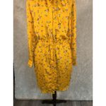 Ralph Lauren Lauren Sheath Shirt Dress Size 4 Mustard Yellow Floral Midi Photo 2