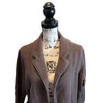 Quince Organic Cotton Knit Cardigan Blazer Brown Size Large Open Front Pockets Photo 2