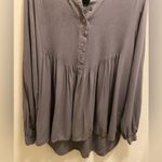 Sundance  Grey Mystic Falls Pleated Button Front Blouse Size L Photo 3