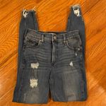 EXPRESS Denim Perfect Ankle High Rise Distressed Skinny Jeans Size 0 Regular Photo 0