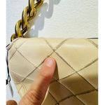 Tory Burch Neutral White Leather Gold Chain Link Handle Shoulder Strap Bag Purse Photo 10