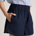 Quince Navy Blue 100% Organic Cotton Poplin Pull On Shorts Women’s Size XL Photo 0