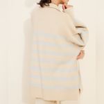 Free People  Coastal Stripe Half-Zip Pullover in Beige and Light Blue Photo 1