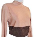 Naked Wardrobe | NWT | M | On the Glow Sparkle Colorblock Long Sleeve Crop Top Photo 4