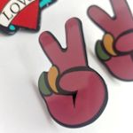 Love and Peace Sign Earrings Red Photo 2