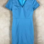 J.Crew Short Sleeve Blue V-neck Work Dress Sheath Size 6 Photo 4