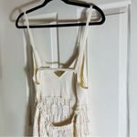 ZARA  Boho-Chic Ivory Crochet Midi Dress – V-Neck & Spaghetti Straps Size Large Photo 7