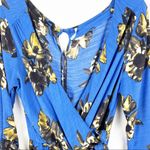 Free People All The Right Ruffles Casual Blue Floral Faux Wrap Romper Small Photo 9