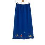 Michael Simon Lite Ski Trip Snowflake Embroidered Novelty Midi Skirt Blue Small Photo 7