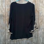 Dress Barn Black Embroidered Long Sleeve Blouse Size M Photo 5