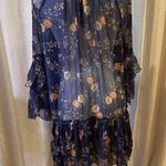  Blue Floral Sheer Dress sz M Free People Sunsetter Printed Dress Photo 5